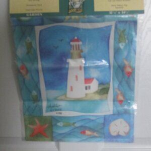 LIGHTHOUSE OCEAN FISH GARDEN FLAG ~ BRAND NEW, SEALED/11" x 14" ~ Toland